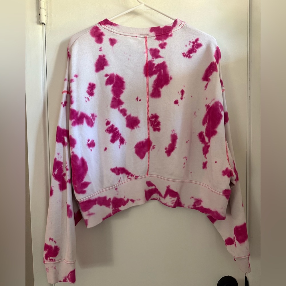 Nike Pink and White Tie-Dye Oversized Cropped Crew, Size XS - Picture 6 of 6